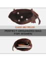  Women Tote Buffalo Leather Brown Shoulder Bag Large Office Handbag Shopper Purse